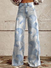 Load image into Gallery viewer, Women&#39;s Baby Blue Print Casual Wide Leg Pants