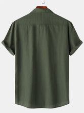 Load image into Gallery viewer, Men's Cotton And Linen Striped Texture Comfortable Pocket Daily Short-sleeved Shirt