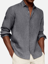 Load image into Gallery viewer, Men's Casual Solid Color Cotton Lapel Long-Sleeve Shirt