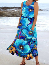 Load image into Gallery viewer, Women's Oil Painting Floral Pattern Tank Top Dress