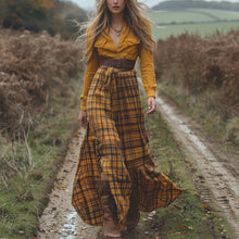 Load image into Gallery viewer, Women's Vintage V-neck Bohemian Pastoral Style Long-sleeve Maxi Long Dress