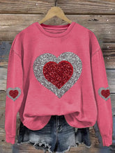 Load image into Gallery viewer, Women's Heart Print Round Neck Sweatshirt