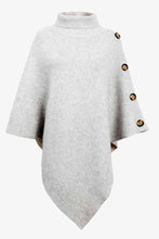 Load image into Gallery viewer, Solid Color Turtleneck Button-embellished Knitted Shawl Cape