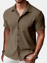 Load image into Gallery viewer, Men's Daily Simple Cotton And Linen Solid Color Short-sleeved Shirt