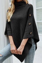 Load image into Gallery viewer, Solid Color Turtleneck Button-embellished Knitted Shawl Cape