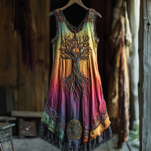 Load image into Gallery viewer, Vintage Life Of Tree Celtic Multicolour Tribal Art Comfy Tank Dress