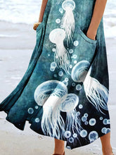 Load image into Gallery viewer, Women's Jellyfish Ocean Art Print Pocket Casual Resort Comfort Maxi Dress
