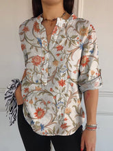 Load image into Gallery viewer, Lovely Floral  And Vine Pattern Printed Women's Casual Long Sleeve Comfortable Cotton Shirt
