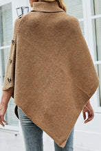 Load image into Gallery viewer, Solid Color Turtleneck Button-embellished Knitted Shawl Cape