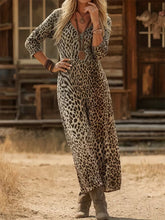 Load image into Gallery viewer, Women'S Casual V-Neck Color-Block Printed Long-Sleeved Dress