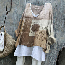 Load image into Gallery viewer, Japanese Sashiko Art Geometric Patchwork Linen Blend Tunic