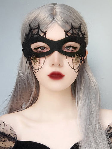 Women's Halloween Spider Web Chain Fringe Masquerade Blindfolds