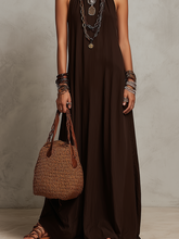 Load image into Gallery viewer, Dark Brown Halter Neck Minimalist Long Dress