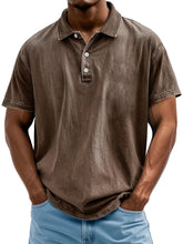 Load image into Gallery viewer, Men's Vintage Washed And Distressed Pure Cotton Lapel Short-sleeved Polo Shirt