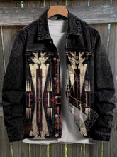 Load image into Gallery viewer, Vintage Black Print Casual Denim Jacket