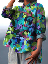 Load image into Gallery viewer, Summer Forest Art Printed Women&#39;s Casual Cotton And Linen Shirt