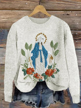 Load image into Gallery viewer, Women's Christian Our Lady Floral Knitted Casual Sweater