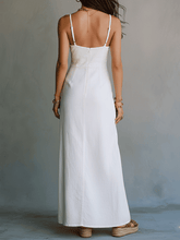Load image into Gallery viewer, Elegant White Minimal Strappy Slit Maxi Dress