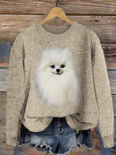 Load image into Gallery viewer, White Pom Dog Plush Cozy Knit Sweater