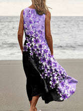 Load image into Gallery viewer, Women's  Flower  Art Print Casual Linen Dress