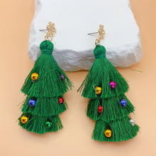 Load image into Gallery viewer, Christmas Tree Tassel Long Earrings