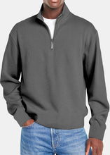 Load image into Gallery viewer, Men's Autumn Simple Vertical Strip Comfortable Zipper Long-sleeved Polo Shirt