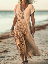 Load image into Gallery viewer, Women's Rose Leather Textured Linen Blend Dress