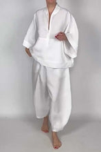 Load image into Gallery viewer, Women's casual half-zip top + bloomers solid color two-piece set