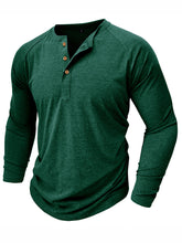 Load image into Gallery viewer, Men's Cotton Solid Henley Long Sleeve Top