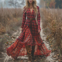 Load image into Gallery viewer, Women's Vintage V-neck Bohemian Pastoral Style Long-sleeve Maxi Long Dress