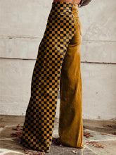 Load image into Gallery viewer, Women's Yellow and Black Tartan Print Casual Wide Leg Pants