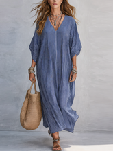 Load image into Gallery viewer, Blue Pinstripe Minimalist Long Dress