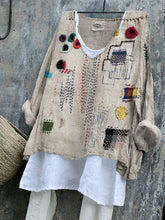 Load image into Gallery viewer, Colorful Embroidered Japanese Sashiko Art Linen Blend Tunic