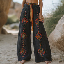 Load image into Gallery viewer, Women's Casual Bohemia Vacation Linen Style Long Loose Wide-leg Trouser Pants