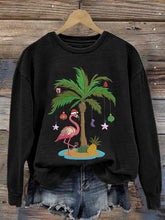 Load image into Gallery viewer, Women&#39;s Christmas Palm Tree Flamingo Embroidery Print Casual Sweatshirt