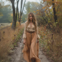 Load image into Gallery viewer, Women's Retro Country Pastoral Linen Style Long-sleeve Casual Maxi Long Dress