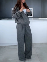 Load image into Gallery viewer, Fall and winter deep V-neck casual two-piece set