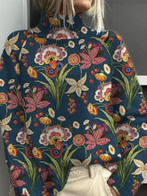 Load image into Gallery viewer, Eden Vintage Floral Print Knit Turtleneck Pullover Sweater