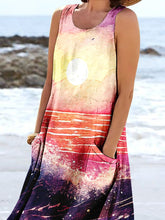 Load image into Gallery viewer, Women's Sunset At Sea Watercolor Art Print Pocket Dress