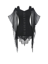 Load image into Gallery viewer, Halloween Solid Color Swing Sleeve Irregular Patchwork Top