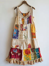 Load image into Gallery viewer, Vintage Floral Pattern Patchwork Art Linen Blend Dress 54ae