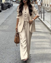 Load image into Gallery viewer, Casual Stripe Vest And Blazer Three-Piece Set