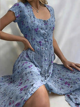 Load image into Gallery viewer, Women's Shift Dress  Short Sleeve Floral Button Front Print Summer