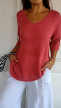 Load image into Gallery viewer, Solid Color Knitted V-neck Top