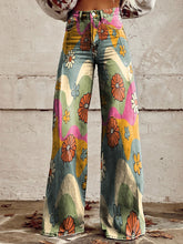 Load image into Gallery viewer, Women's Vintage Floral Daisy Print Casual Wide Leg Pants