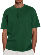 Load image into Gallery viewer, Men's Solid Color Short Sleeve Crew Neck Henley Shirt