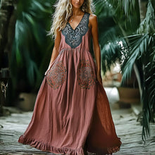 Load image into Gallery viewer, Women's Elegant Ethnic Style Sleeveless Linen Maxi Dress
