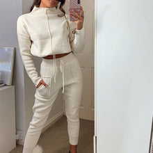 Load image into Gallery viewer, Fashion high-neck exposed navel sports casual simple suit