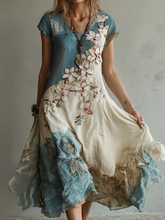 Load image into Gallery viewer, Women's Retro Japanese Sakura Gradient Art Round Neck Dress