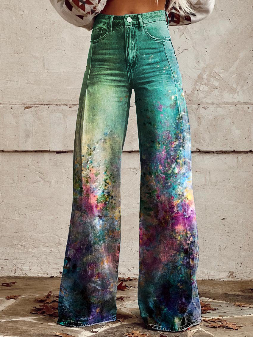 Women's Floral Print Casual Wide Leg Pants